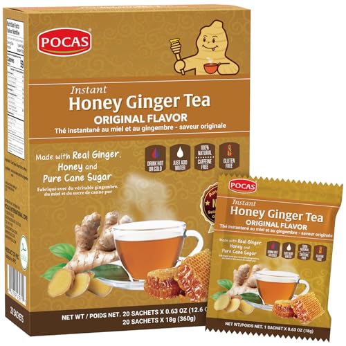 Pocas Honey Ginger Tea, Original, Instant Powder (20 Pack)