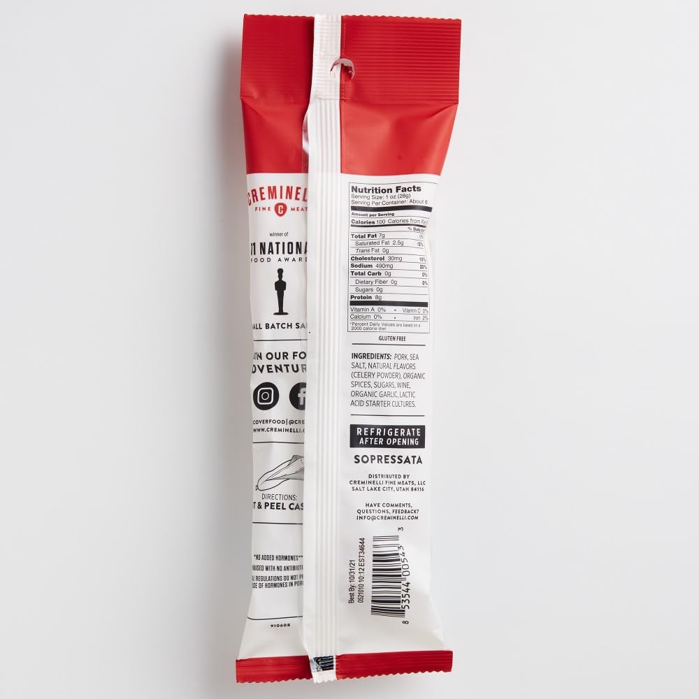 Creminelli Fine Meats Salami Sopressata, 5.5 Ounce -- 9 per case.