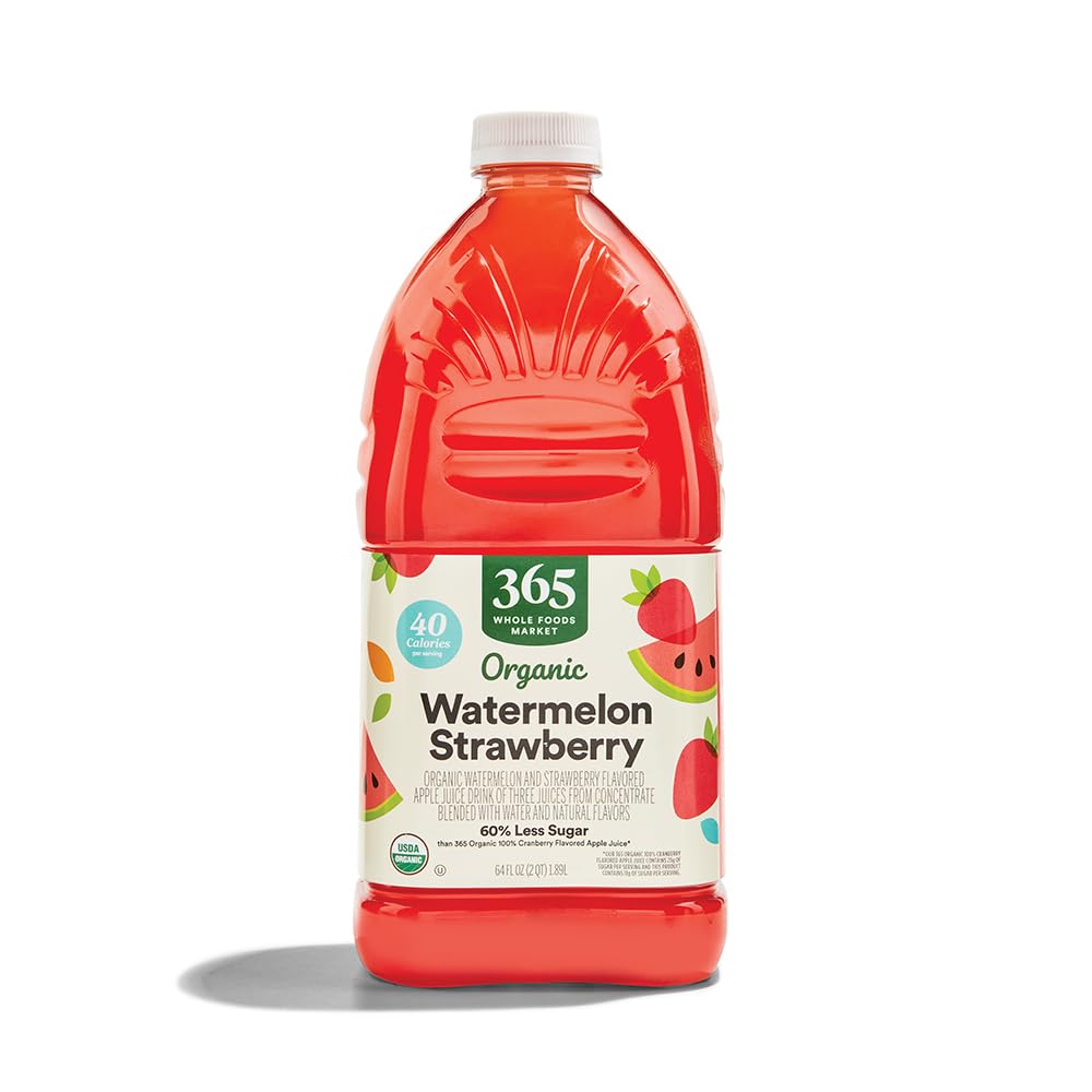 365 by Whole Foods Market, Organic Reduced Sugar Watermelon Strawberry Juice, 64 Fl Oz