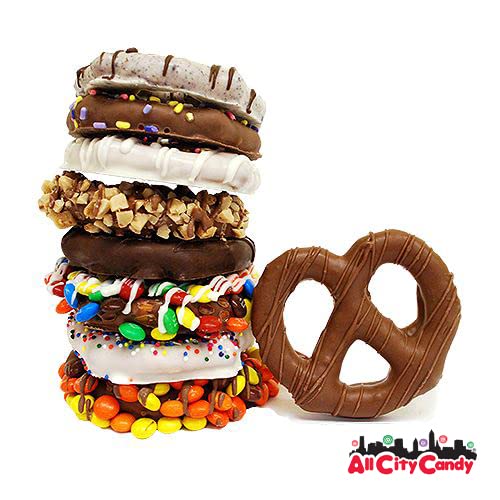 Dreamy Delight Gourmet Hand Dipped Chocolate Covered Pretzels and Cookies Baskets from All City Candy Small Batch Hand Dipped Treats