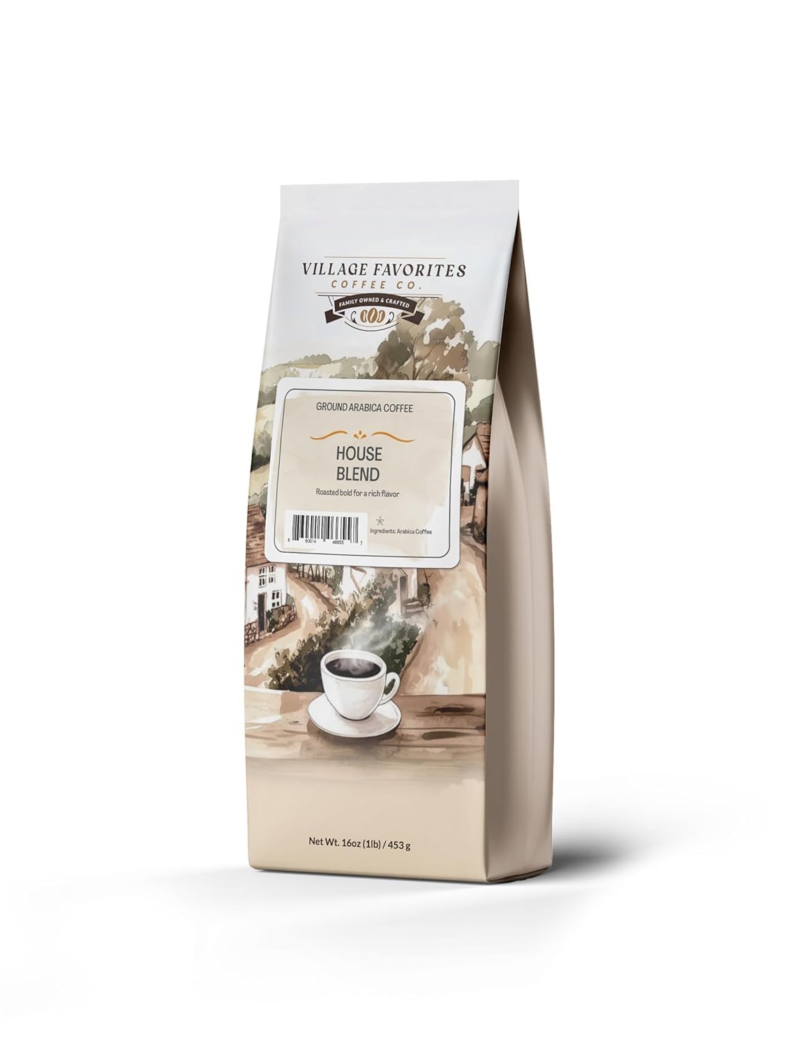 Village Favorites Low Acid Coffee - Mold-Free House Blend, 100% Arabica, Slow Roasted Medium Roast, Smooth & Stomach Friendly, Ground, 3rd-Party