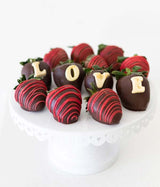 From You Flowers Love Chocolate Covered Strawberries - 12 Belgian Dipped Berries with Edible Love Message for Romance