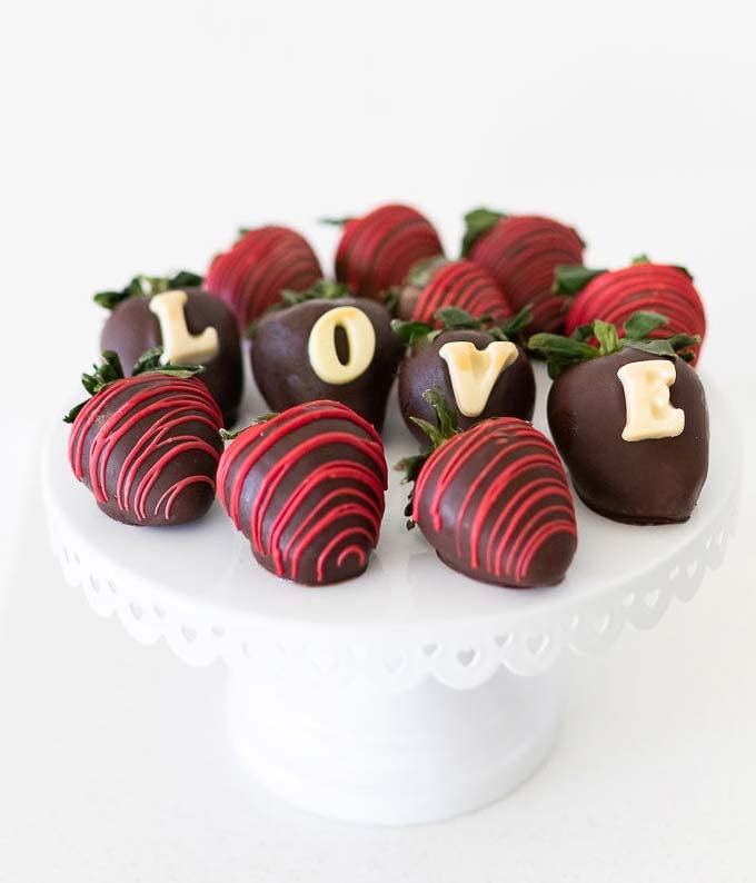 From You Flowers Love Chocolate Covered Strawberries - 12 Belgian Dipped Berries with Edible Love Message for Romance