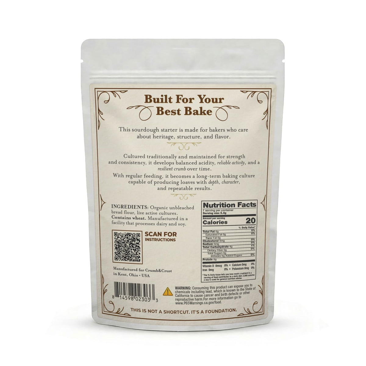Crumb & Crust Premium Sourdough Starter Culture - Dehydrated Sourdough Starter w/Live Active Cultures for Artisan Bread Baking, Open Crumb & Crisp Crust - Natural Fermentation - Non-GMO - Made in USA