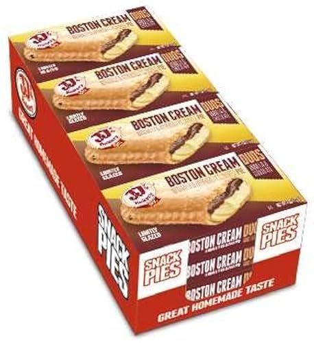 JJ's Bakery Boston Cream Pie Snack Pies, Individual Dessert, Fresh-Baked, Nut-Free, Kosher Parve, 4 Oz Each (Pack of 12)