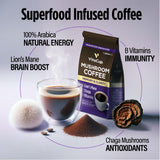 VitaCup Mushroom Coffee Grounds, with Lions Mane, Chaga, B Vitamins, D3, Boost Focus, Immunity, Memory & Clarity, Medium Dark Roast, Bold & Smooth