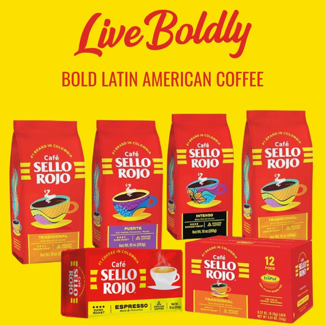 Sello Rojo Fuerte Dark Roast Ground Coffee, 10 oz