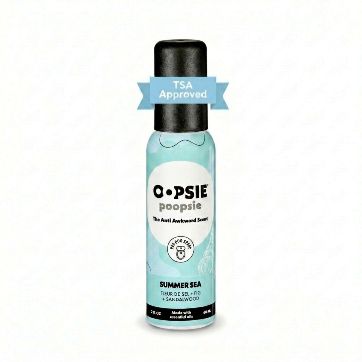 Oopsie Poopsie Toilet Spray, Travel Essentials, Each Up to 300 Uses, On-The-Go Bathroom Odor Deodorizer with Essential Oils, TSA Approved Size, Summer