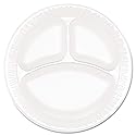 Concorde Foam Plate, 3-Comp, 9" dia, White, 125/Pack, 4 Packs/Carton