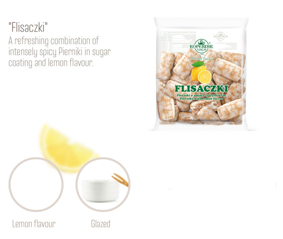 KOPERNIK PIERNIKI USZATKI (5.39 oz), CALUSKI (4.94 oz), FLISACZKI (5.39 oz) Sugar Coated Gingerbread x 3 pack. Product from Poland. Packing by Granda.