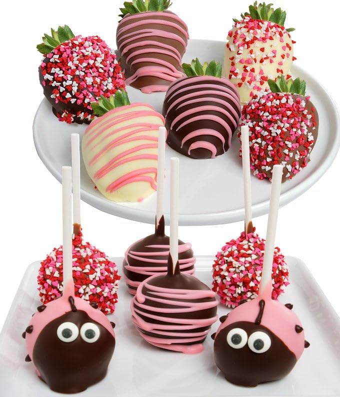 From You Flowers Ladybug Cake Pops & Chocolate Covered Strawberries - 6 Belgian Dipped Berries & 6 Cake Pops for Birthday & Get Well