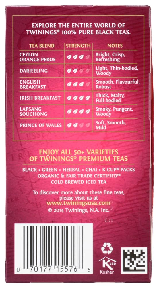 Twinings of London English Afternoon Black Tea Bags, 20 Count
