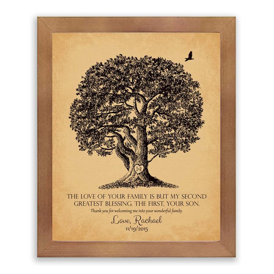 Lucky Tusk Personalized Mother of Groom Thank You Gift The Love Of Your Family Second Greatest Blessing Wedding Poem Large Oak Tree #LT-1157,