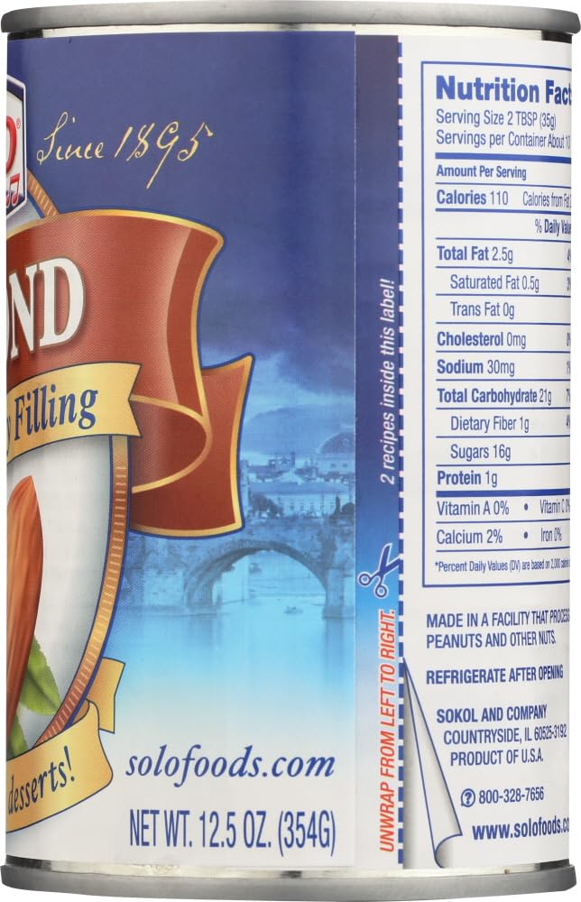 Solo Pie & Pastry Filling, Almond, 12.5 oz