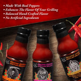 Tony Pigg's Kick'n Hot BBQ Sauce Gift Set (3pk, 19oz ea- Fresno Reaper, Ghost, Creeper)- Hand Crafted Barbecue Sauces w Fresh Pepper Heat- Great