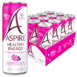 ASPIRE® Raspberry Acai, Healthy Energy Drink 80mg Natural Caffeine, Zero Sugar No Carbs Keto Friendly, 12 Pack Green Tea Sugar Free Drink Low Caffeine