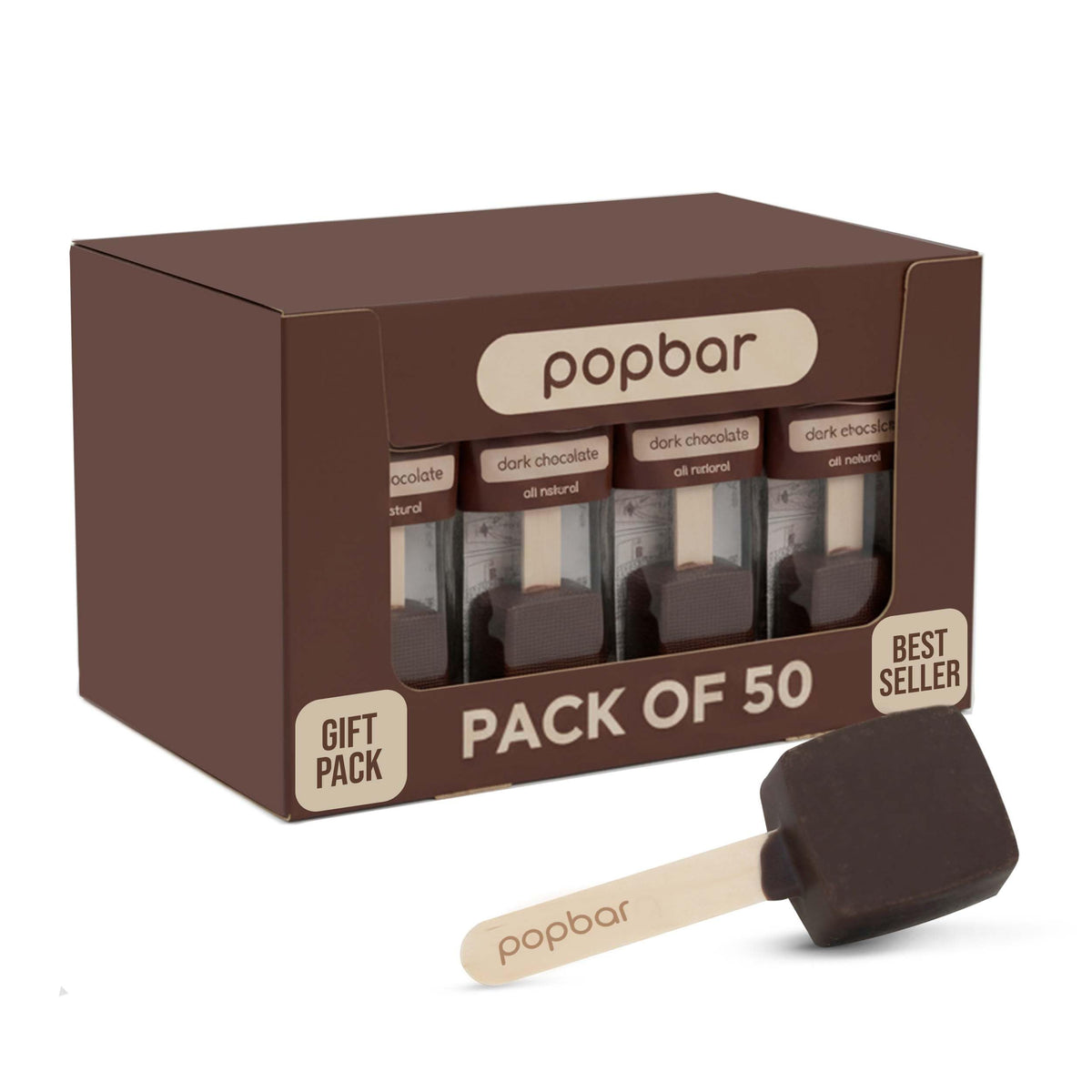 Popbar - Hot Chocolate Sticks - 50 Pack Bulk Case - Ideal for Holidays, Birthdays, Corporate Office Gifts, Stocking Stuffers, Thanksgiving, Christmas