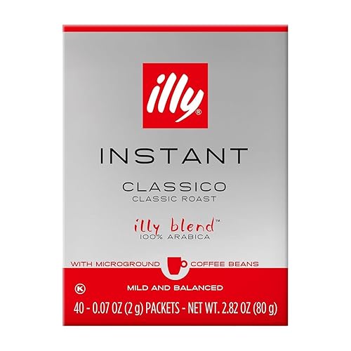 illy Instant Coffee Singles, Classico Medium Roast, Caramel & Orange Blossom Notes, 40 Single-Serve Packets (2g Each) - Premium Arabica Coffee