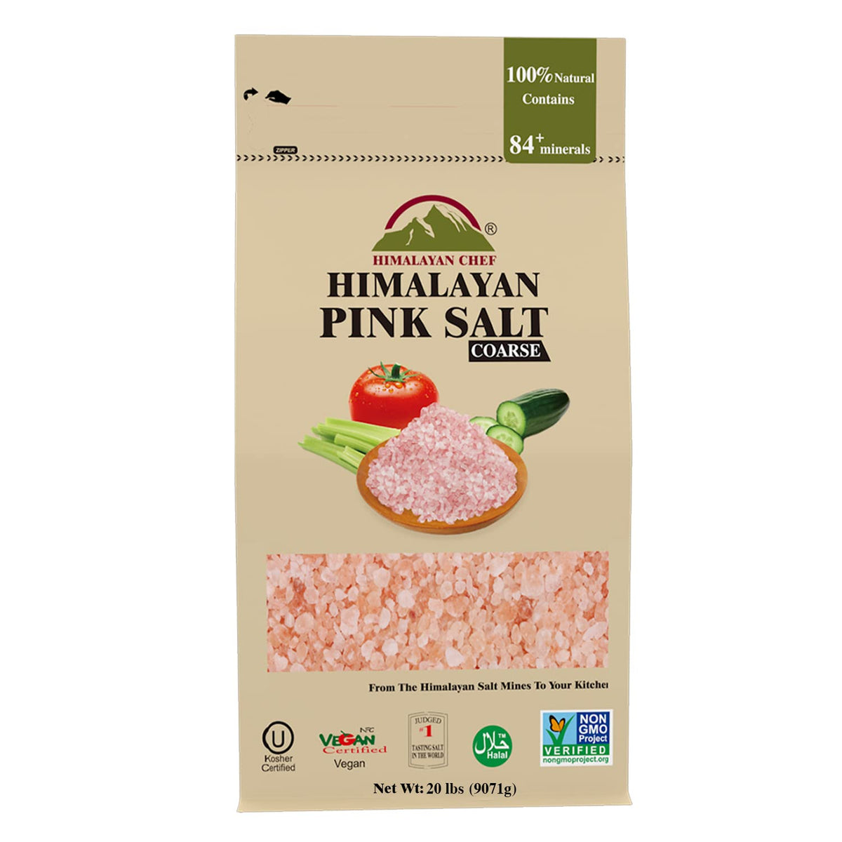 Himalayan Chef Pink Himalayan Salt, Coarse Grain - 20 lbs Bag