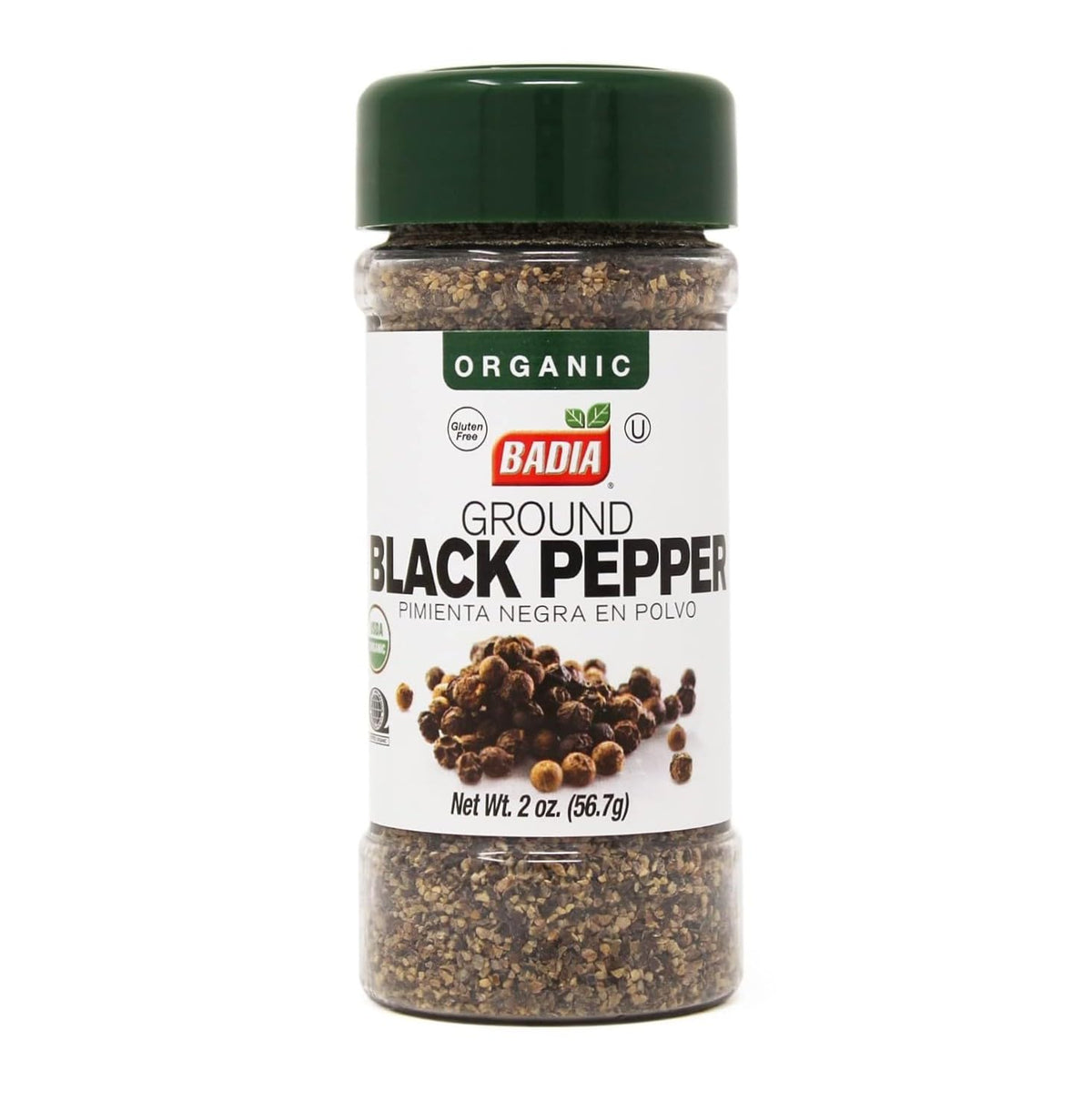 Badia Organic Ground Black Pepper 2 oz - Bold & Aromatic Fine Black Pepper Powder for Cooking, Seasoning & Marinades