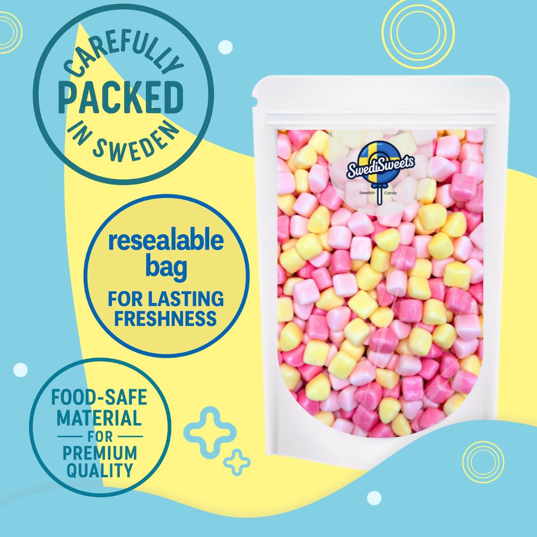 Candy Coated Marshmallow Hearts - Crunchy Candy Shell & Soft Chewy Center - Colorful Heart-Shaped Treats - Pick & Mix 8oz - 1/2 lbs - 227g
