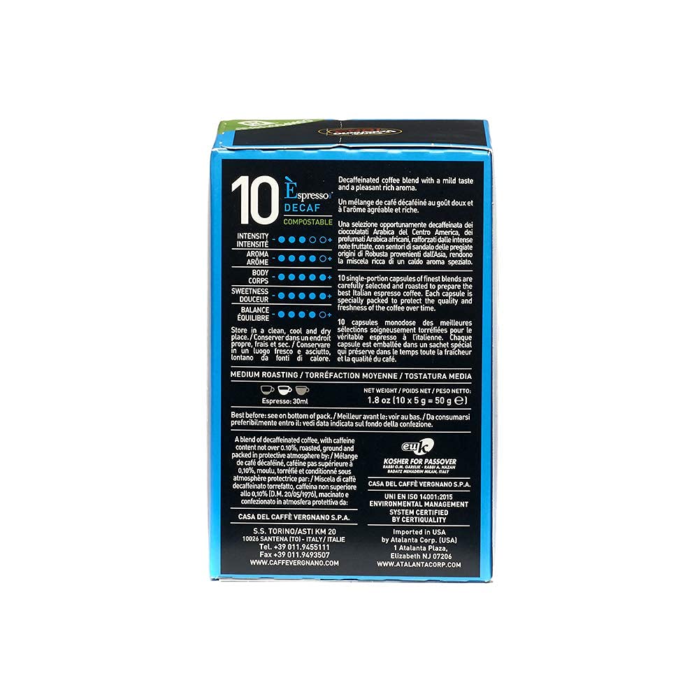 Caffe Vergnano Èspresso Decaf 3 Packs x 10 Capsules