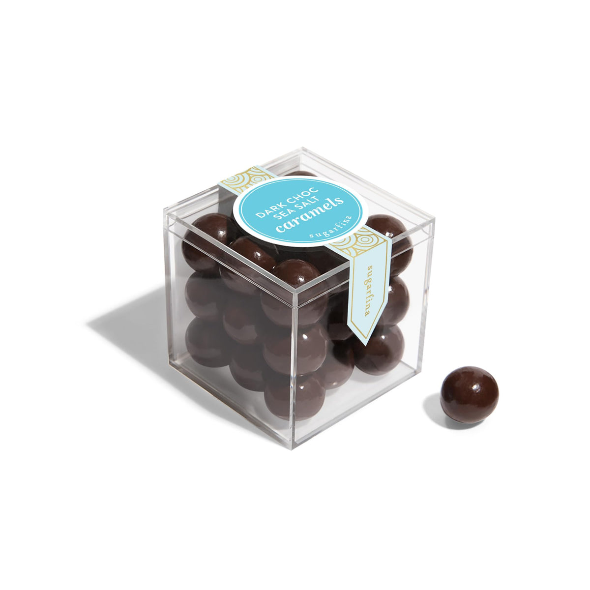 Sugarfina Dark Chocolate Sea Salt Caramels Small Candy Cube, Chocolate Bites, 2.6 oz, 4 Count