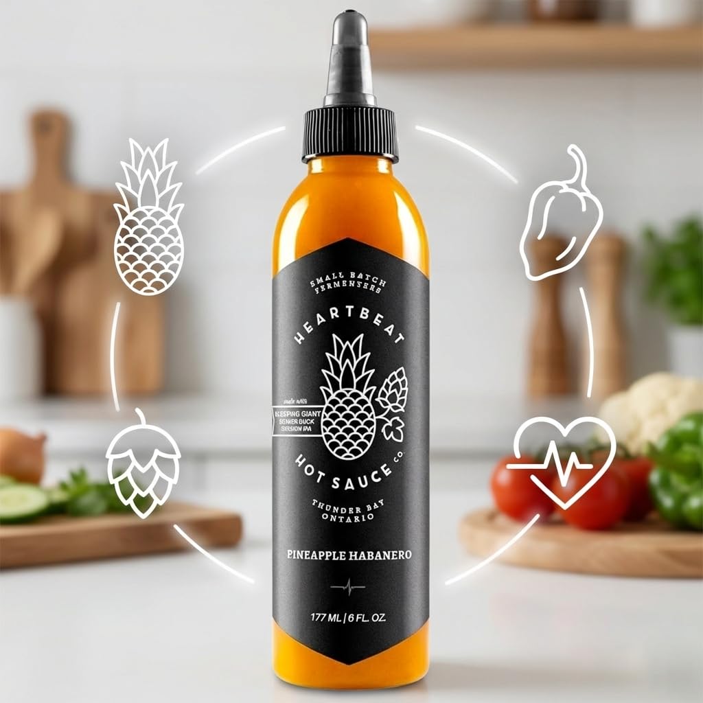 Heartbeat Pineapple Habanero Hot Sauce - (Pack of 1, 6oz) - Habanero Hot Sauce for Tacos, Wings and Grilling - Hot Ones Hot Sauce Style Flavor - Craft