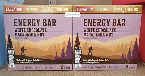 Elevation Energy Bar White Chocolate Macadamia Nut 14.4oz 408g (2 Boxes)