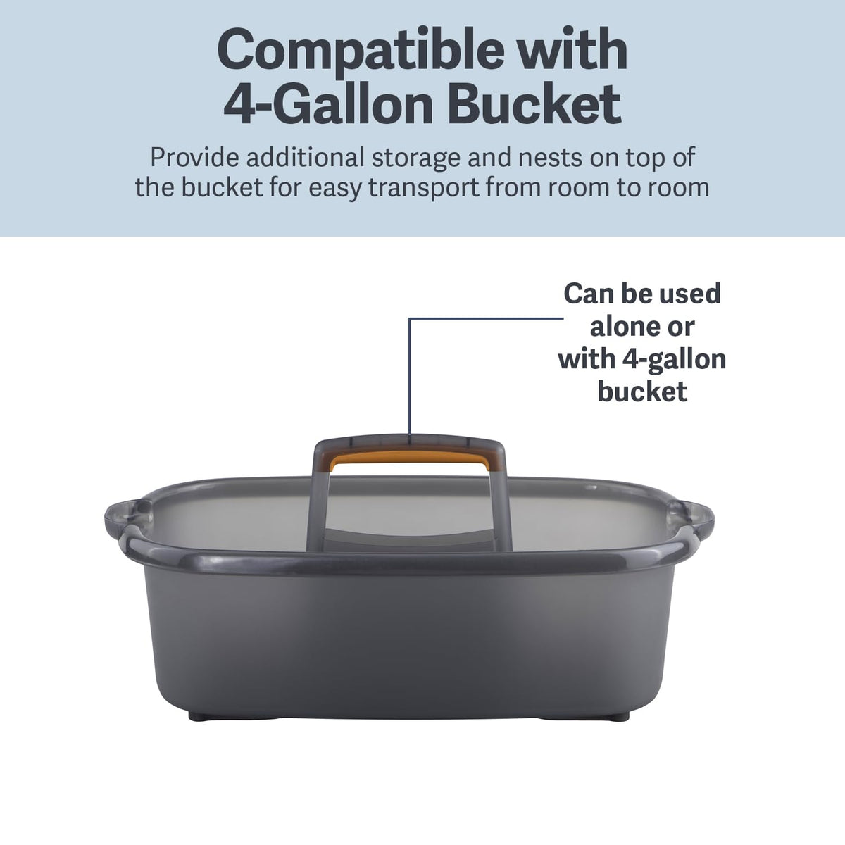 Casabella Cleaning Storage Caddy with Handle Plastic Multipurpose Organizer, Rectangle, 1.85-Gallon, Gray