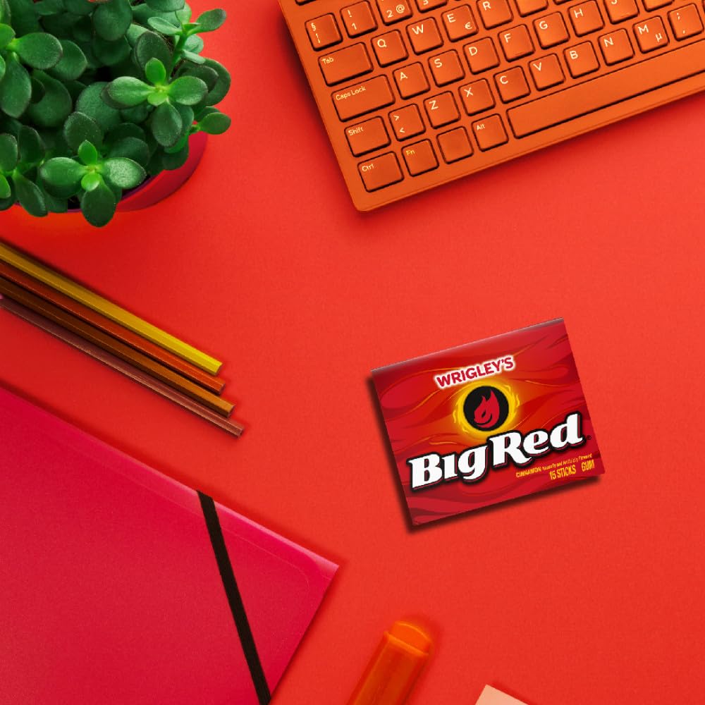 BIG RED WRIGLEY'S Cinnamon Chewing Gum Bulk Pack, 15 Stick (Pack of 10)