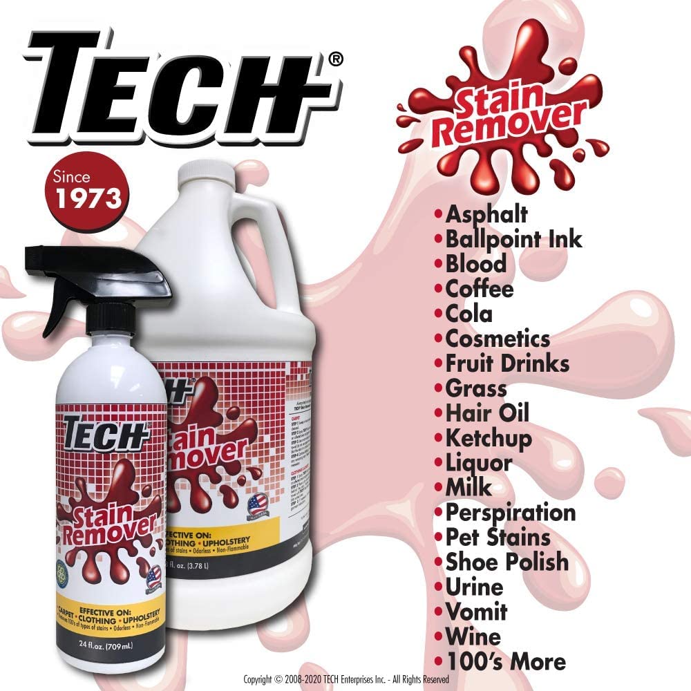 TECH Multi-Purpose Stain Remover | For Carpet, Clothes, Baby, Furniture, Pet, Laundry, Rug Stains | Red Wine, Blood, Coffee, Armpit Stain Remover