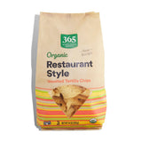 365 by Whole Foods Market, Organic Restaurant Style White Corn Tortilla Chips Unsalted, 14 Ounce