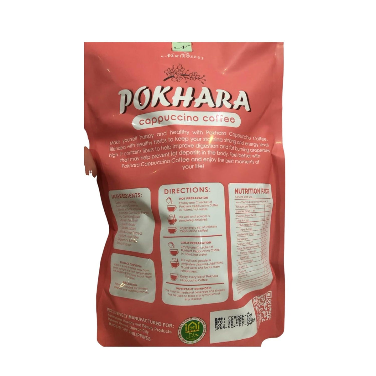 2 Packs POKHARA Cappuccino Coffee by K-Nami
