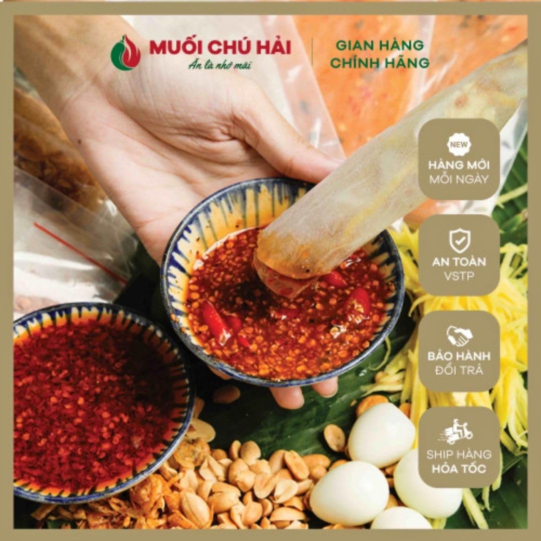 Veefood Uncle Hai’s Vietnamese Shrimp Chili Salt Sauce - Spicy Garlic Chili Dipping Sauce for Seafood, Fruit & Noodles - Authentic Vietnamese Chili