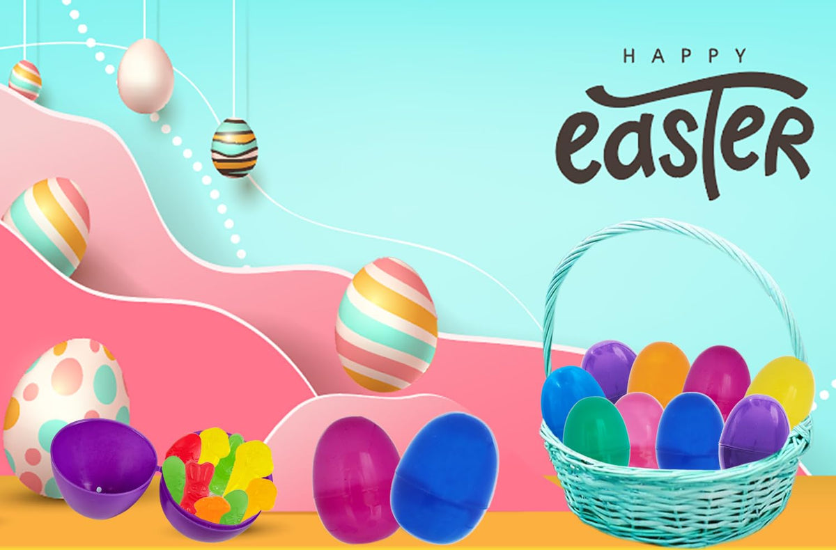The Dreidel Company 200-Pack Fillable Easter Eggs with Hinge Bulk Colorful Bright Plastic Easter Eggs, Perfect for Easter Egg Hunt, Suprise Egg