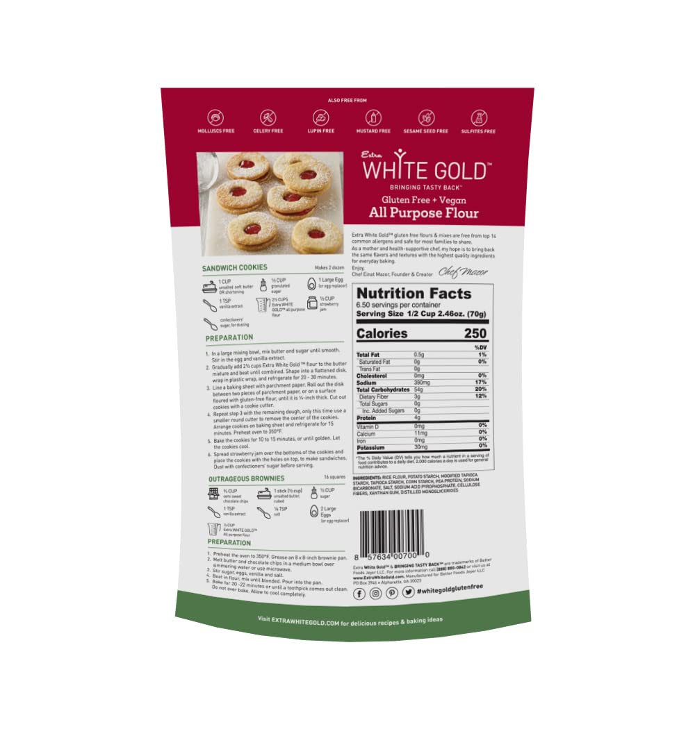 Extra White Gold Gluten Free Flour Blends Variety Pack - For Baking Cakes & Bread - [Kosher] [Gluten Free] [Vegan] [Soy Free] [Nut Free] [Dairy Free] (2 pack)
