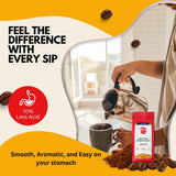 Puroast Low Acid Coffee Half Caff | Half Caff French Roast Ground | Dark Roast | High Antioxidants & High pH |No Bitter Aftertaste | Reduced Heartburn