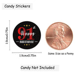 Happy 91st Birthday Party Favor Labels Chocolate Kisses Candy Stickers - 91 Years Old Birthday Round Candy Sticker Party Favors - Black and Red - 150