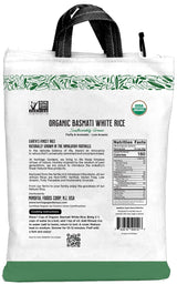 Heritage Gardens Organic White Basmati Rice 80 oz (5 lb) - Extra Long Grain, Non-GMO, Gluten Free, Low-Arsenic, Fluffy & Non-Sticky - Himalayan Grown
