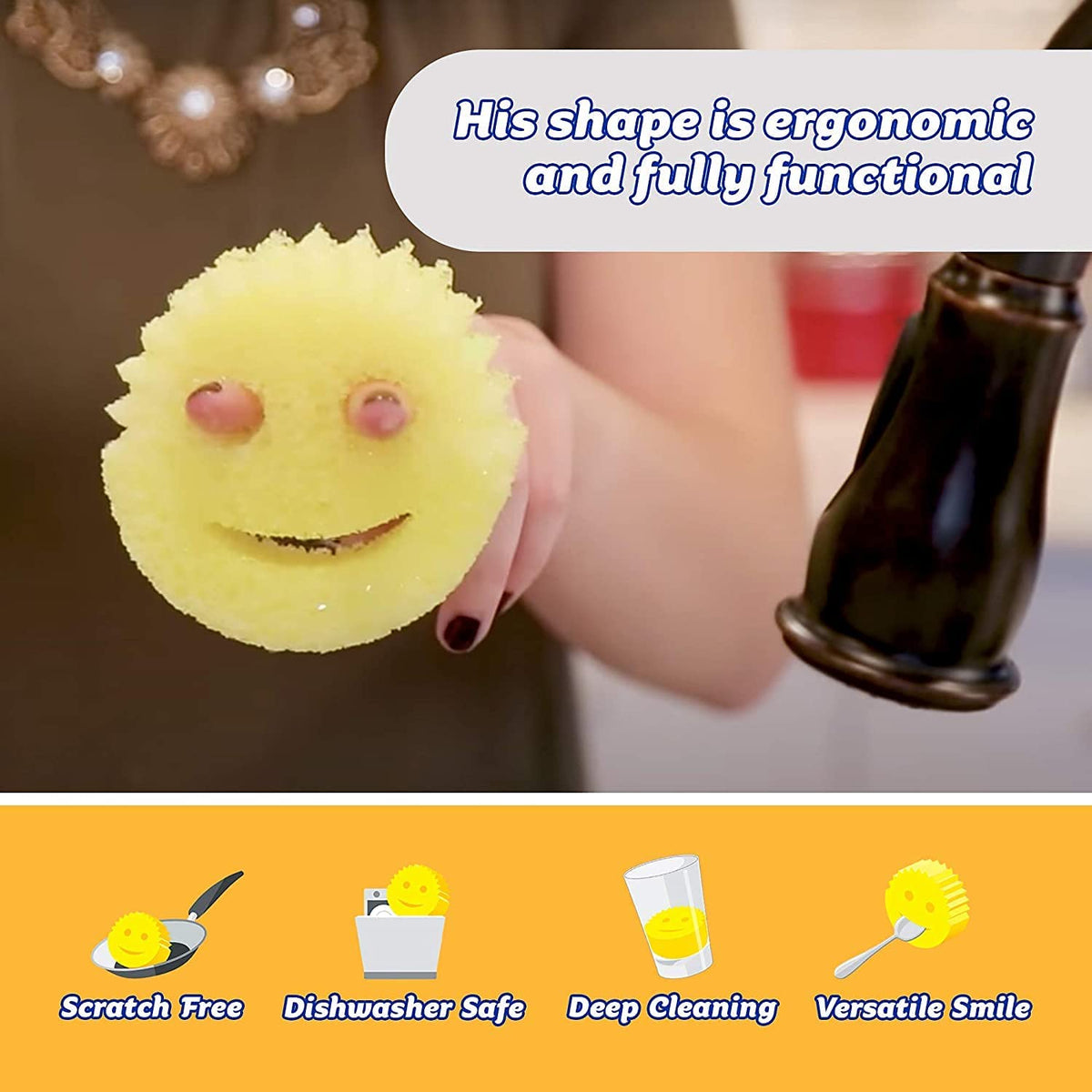 Scrub Daddy Sponge - Lemon Fresh Scent - Scratch-Free Multipurpose Dish Sponge - BPA Free & Made with Polymer Foam - Stain & Odor Resistant Kitchen
