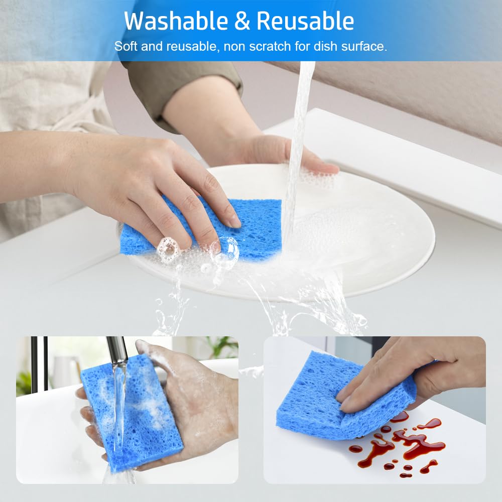 Mcyye 8PCS Compressed Kitchen Sponges Pack for Household Use, Premium Dish Sponges Kitchen Natural, Non Scratch Cleaning Sponges for Dishes