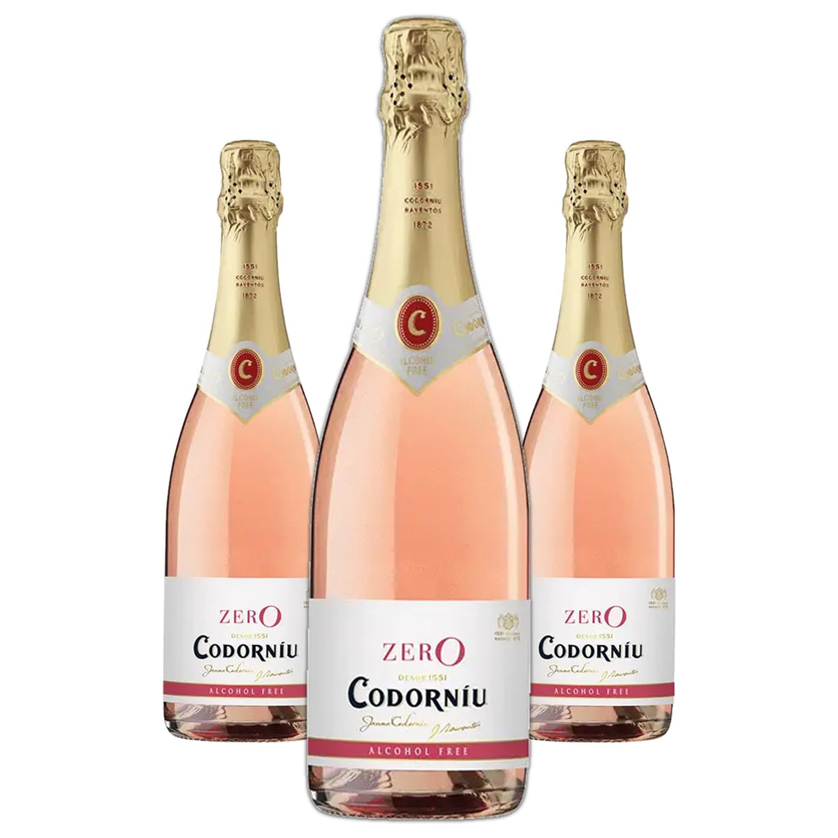 Codorníu Zero Rosé Premium Non-Alcoholic Sparkling Wine Dealcoholized Cham-pagne 750ml | 3 PACK