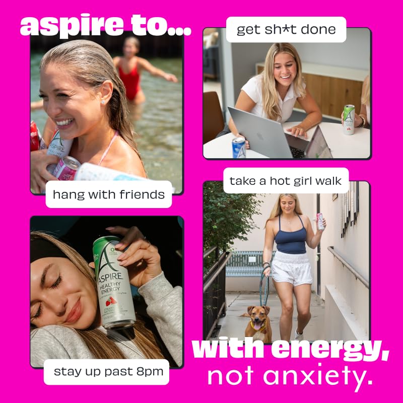 ASPIRE® Classics Variety Pack, Healthy Energy Drink 80mg Natural Caffeine, Zero Sugar No Carbs Keto Friendly, 12 Pack Green Tea Sugar Free Drink Low