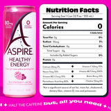 ASPIRE® Raspberry Acai, Healthy Energy Drink 80mg Natural Caffeine, Zero Sugar No Carbs Keto Friendly, 12 Pack Green Tea Sugar Free Drink Low Caffeine