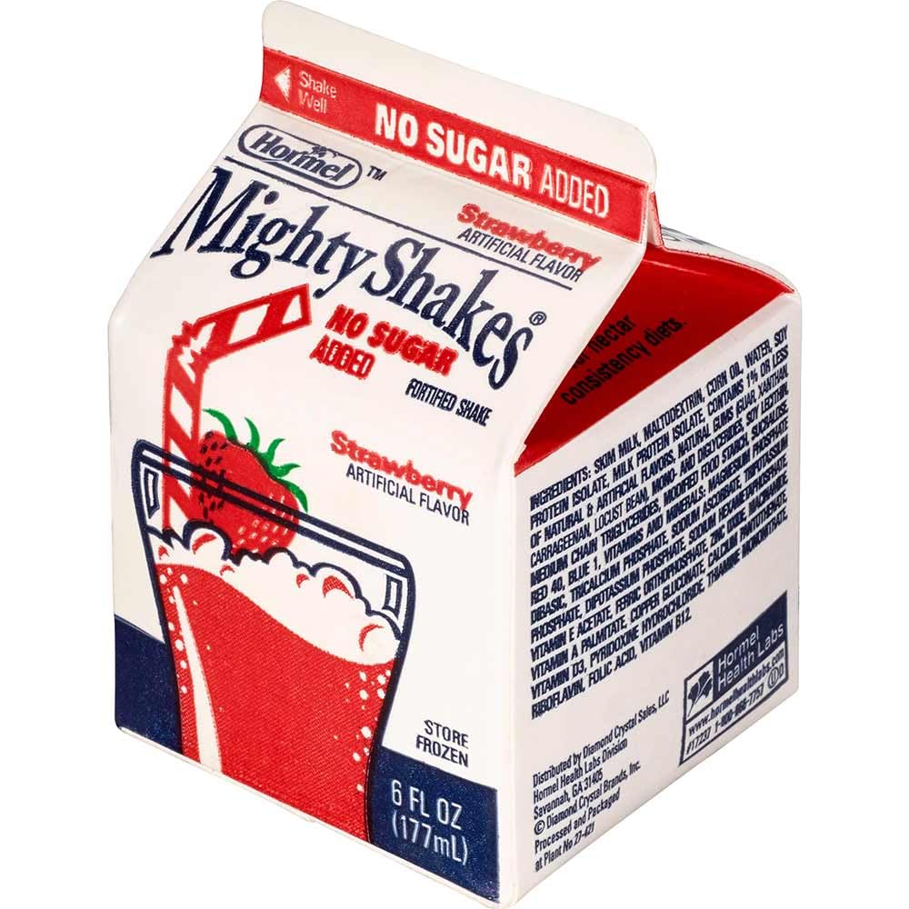 MightyShakes Reduced Sugar Shake Beverage (6 oz Pack of 50, Strawberry)