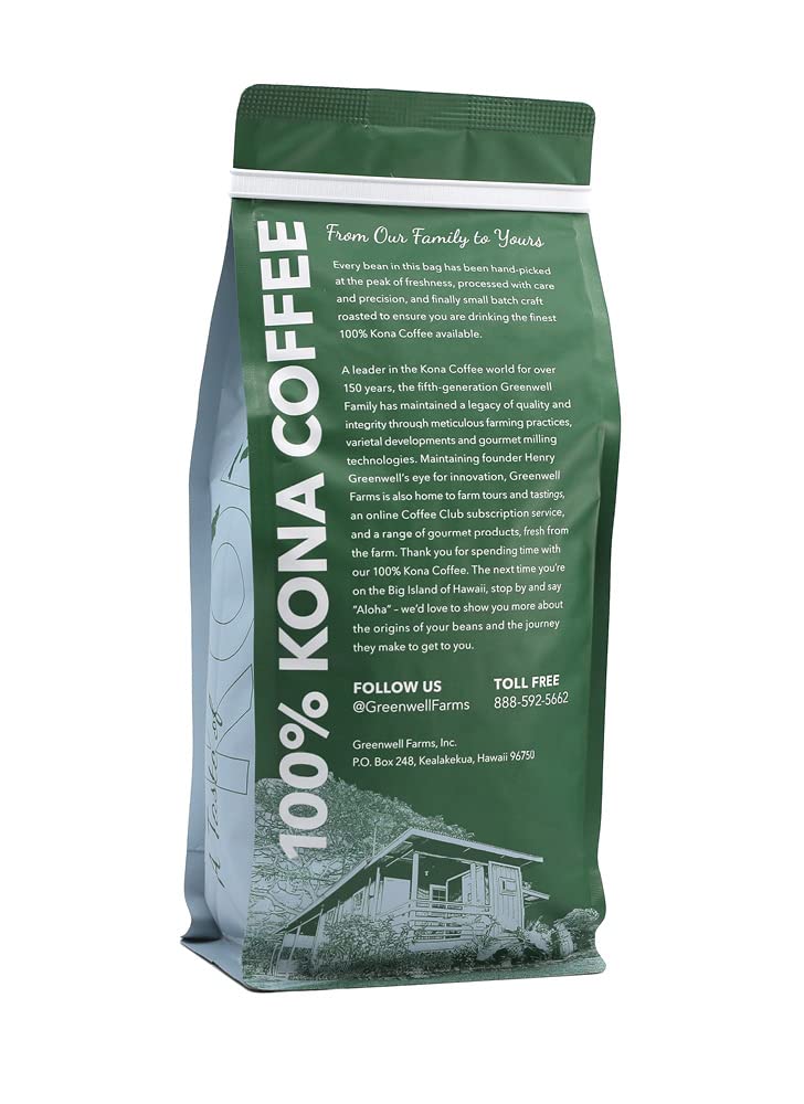 Greenwell Farms 100% Hawaiian Kona Coffee - French Roast, Whole Bean, 16oz