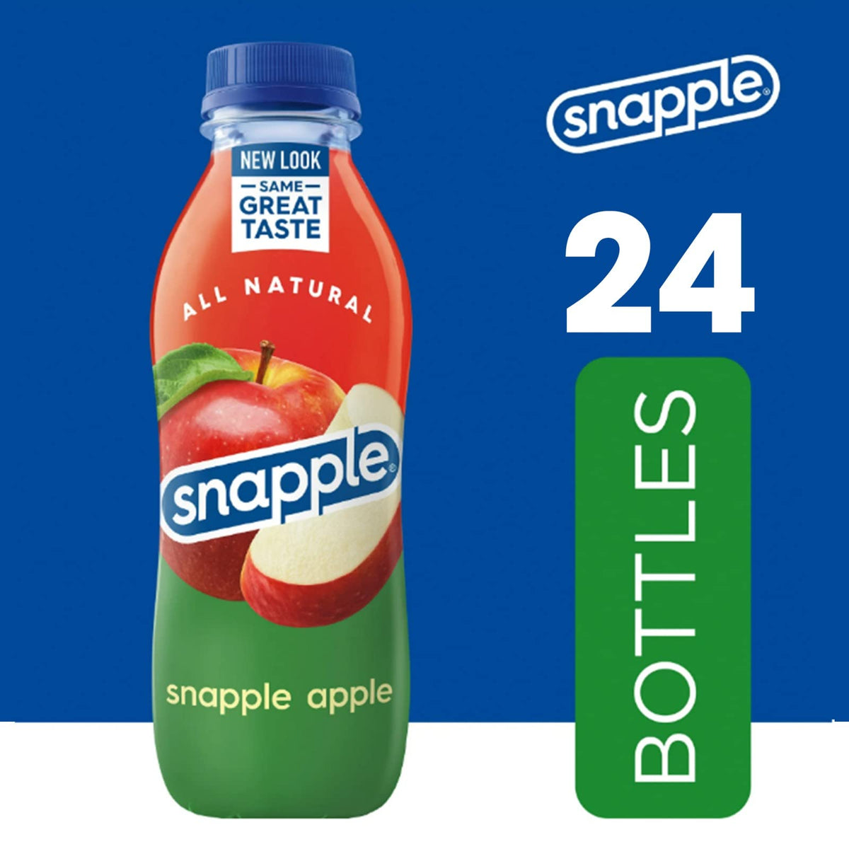 Snapple Apple All Natural Juice Drink Gluten Free 16 fl oz 100% Recycled Plastic Bottle 24 Pack