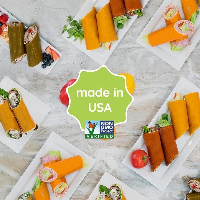 Carrot Sandwich Wraps (Two-Pack) - Gluten-Free, Low-Calorie Wraps Made from Fresh Carrots - Non-GMO, Plant-Based, Paleo-Friendly, Vegan Tortilla