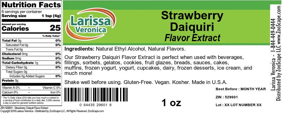 Strawberry Daiquiri Flavor Extract (1 oz, ZIN: 529601) - 2 Pack